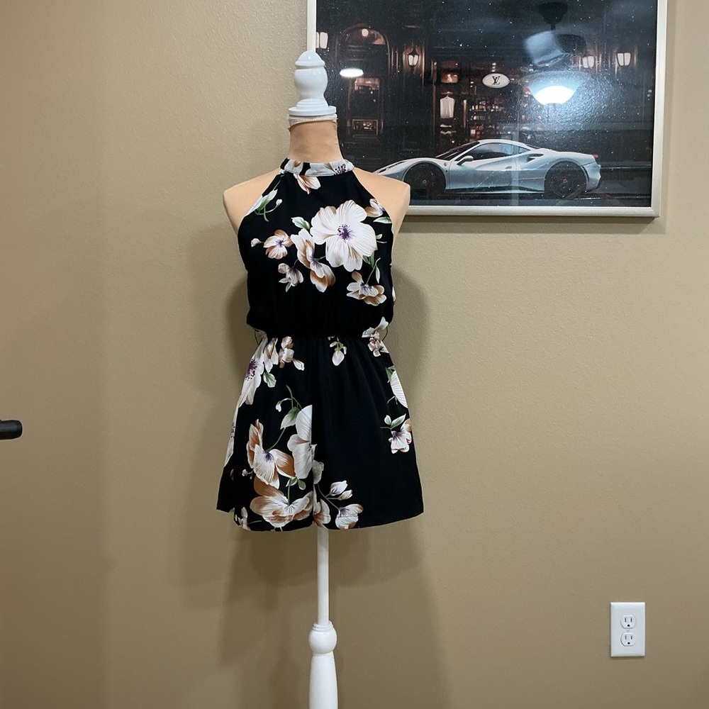 PatPat Black Floral Romper